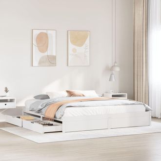 Berkfield Home Bed Frame without Mattress White 200x200 cm Solid Wood Pine