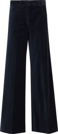 Aspesi Navy Mod 0156 Velvet-Finish Wide-Leg Cotton Pants