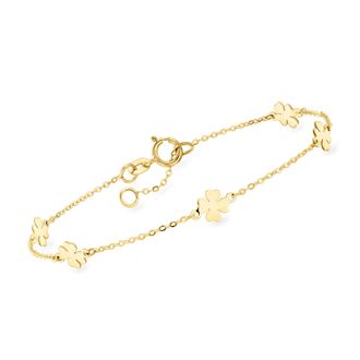 RS Pure by Ross-Simons Italian 10kt Yellow Gold Clover Station Bracelet