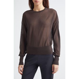 Paloma Wool Leds Sheer Organic Cotton Blend Sweater in Brown at Nordstrom, Size X-Large