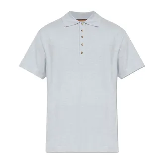 Paul Smith Polo Shirts, male, Blue, Size: XL Linen Polo Shirt