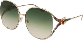 Gucci Oversized Ronde Zonnebril - Dames - Zonnebrillen - Geel - 63 MM - Accessoires