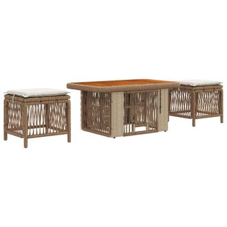 vidaXL Conjunto De Comedor De Jard&iacute;n Con Coj&iacute;n 3 Pcs Beige Y Crema Vidaxl