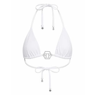 Philipp Plein Badmode, Dames, Wit, M, Crystal Hexagon Triangle Bikini Top