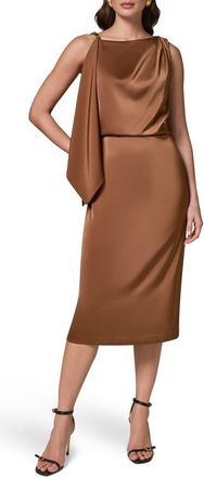 DKNY Drape Sheath Midi Dress in Russet at Nordstrom, Size 14