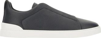 Ermenegildo Zegna Triple Stitch Sneakers - Heren - Schoenen - Blauw - Maat: 45 EU Leer