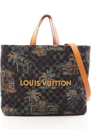 Louis Vuitton Blue Green Navy Yellow Canvas Handbag Tote Bag (Pre-Owned)