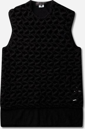Comme Des Gar&ccedil;ons Men s Crochet Knit Vest Black