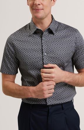 Ted Baker Cambay Regular Fit Button-Up Shirt in Navy at Nordstrom, Size 4