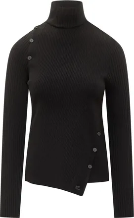 Courr&egrave;ges Black Knitted Turtle Neck Sweater