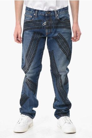 Off-white Skinny Fit Jeans CUT HERE with 15cm Print size 31