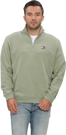 Tommy Jeans TJM REG Badge QZ EXT - Heren - Sweatshirts - Groen - L - Hoodies & sweatvesten