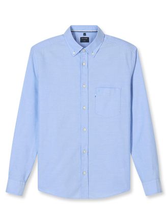 Olymp Langarmhemd OLYMP Casual, Herren, Gr. XXL, N-Gr, blau, Web, Obermaterial: 100% Baumwolle, regular fit, Manschette, Hemden Langarmhemd