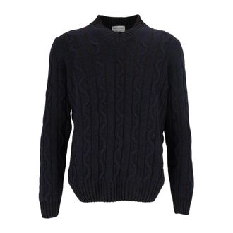Settefili Cashmere Scollo V Treccia Vanis 3 Fili-Knit - Heren - Truien - Blauw - Maat: L Kasjmier