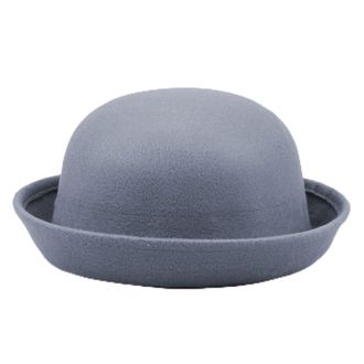 Generic 2025 - Elegant Adults Solid Hat Roll Up Brim Panama Bowler Hat Bucket Hat Mens Womens Classic Wool Round Bowler Hats Cap Foldable Hat Ladies (Grey, On