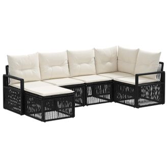 vidaXL Conjunto De Sof&aacute;s De Jard&iacute;n 6 Uds. 8 Plaza Negro Vidaxl