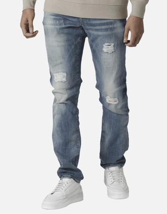 883 Police Mens TODD 1034 Distressed Slim Fit Stonewash Blue Jeans
