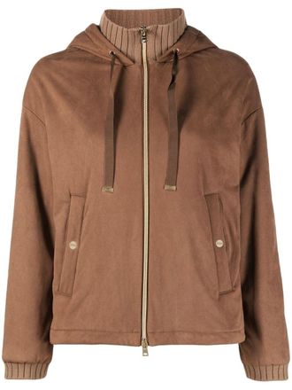 Herno layered drawstring hood jacket - women - Polyester/Spandex/Elastane/Polyester - 46 - Neutrals