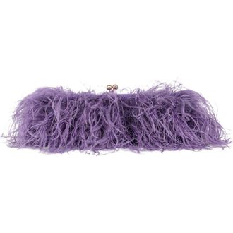 Jeffrey Campbell Animal Feather Clutch in Purple Combo at Nordstrom
