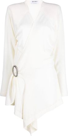 The Attico Hurely wrap minidress - women - Wool/Viscose/Acetate - 42 - Neutrals