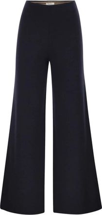 Max Mara Mxpstrillo Gebreide Broek - Dames - Wijde Broeken - Blauw - XL - Broeken