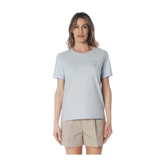 Dondup Tops, Dames, Blauw, M, Katoen, Regular-fit T-shirt met ronde hals