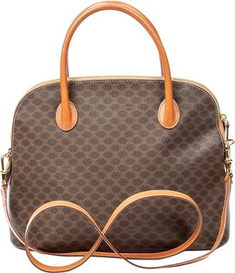 Celine Brown & Tan Macadam Coated Canvas Convertible Dome Tote (Authentic Pre- Loved)
