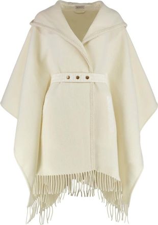 Moncler Jassen, Dames, Beige, ONE Size, Wol, Wollen Cape met Riem