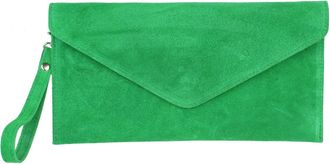 Girly HandBags Womens Italian Suede Leather Envelope Clutch Ba* (Fruitty Green)
