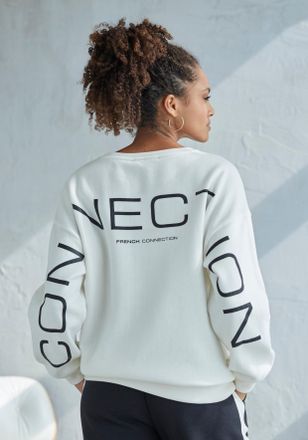 French Connection Sweatshirt FRENCH CONNECTION, Damen, Gr. 32/34, weiss (off, wei&szlig;), Sweatware, Obermaterial: 60% Baumwolle, 40% Polyester, unifarben, l&auml;ssig geschnitte