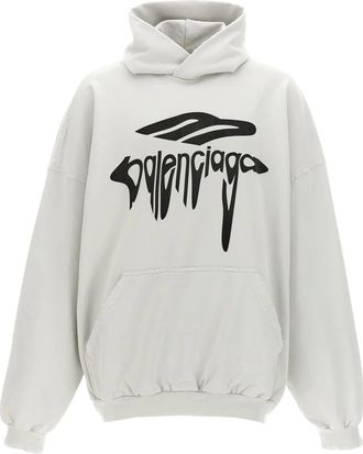 Balenciaga Hoodies & sweatvesten, Dames, Wit, S, Katoen, 3B Liquefied Hoodie