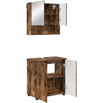 vidaXL Juego de muebles de baño con almacenamiento 2 pcs Roble ahumado vidaXL