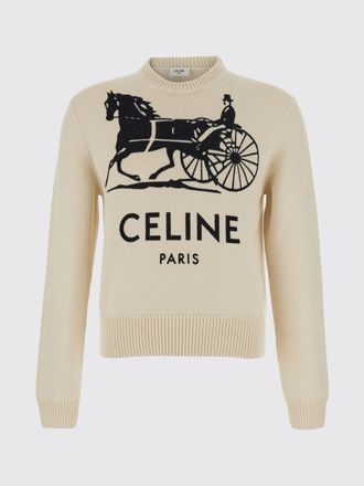 Celine Maglia in cashmere con logo jacquard