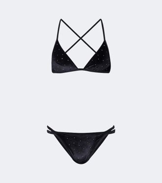 Balmain Bikini in velluto con decorazioni