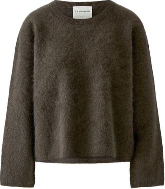 Oui Truien & Vesten, Dames, Grijs, L, Kasjmier, Gebreid kledingstuk met ronde hals