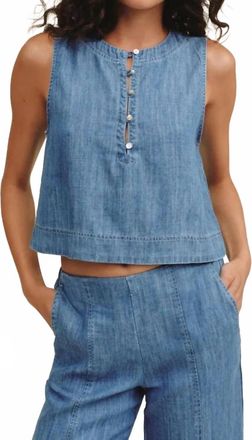 Bella Dahl Sleeveless Placket Pullover In Island Blue Wash