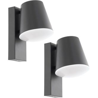 Loops 2 PACK IP44 Outdoor Wall Down Light Anthracite Zinc Plated Steel 10W E27 in Metallics