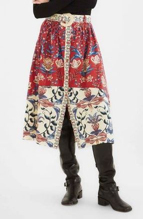 Farm Rio Winter Breeze Mixed Print Cotton Skirt in Winter Breeze Red at Nordstrom Rack, Size X-Small