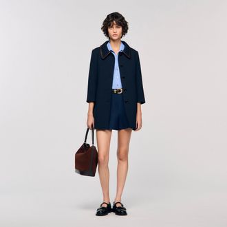 Sandro Leather trim coat