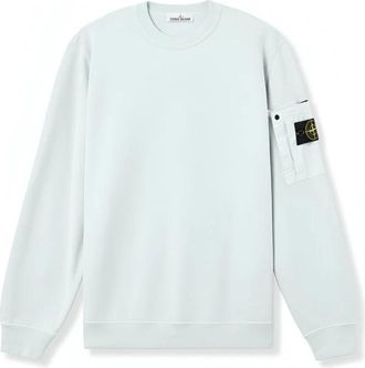 Stone Island Sweatshirt met ronde hals en seizoensgebonden zak - Heren - Sweatshirts - Blauw - M - Katoen - Hoodies & sweatvesten