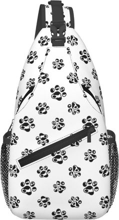 Generic Black White Spots Dog Paw Cat Footprint Cross Body Bag Adjustable Chest Bag Anti Theft Crossbody Bags For Workout Casual Outdoors