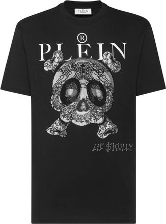 Philipp Plein T-Shirt Ronde Hals Lil Monsters Gang - Heren - T-shirts - Zwart - 4XL - Katoen - Tops