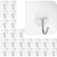 OEM Paquete De 24 Ganchos Adhesivos Sin Clavos, Ganchos De Pared, Capacidad De 6 Kg (m&aacute;x.), Reutilizables, Transparentes, Sin Costuras, Impermeables Y Res