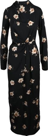 Mar De Margaritas Black Dual-Tone Floral Viscose Long Dress