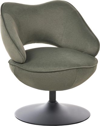 Beliani Sill&oacute;n De Terciopelo Con Base Giratoria Y Respaldo Bajo Ergon&oacute;mico Verde Oscuro Sandet