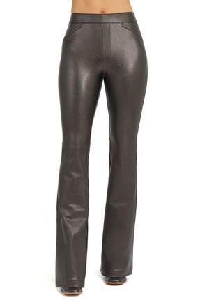Spanx Faux Leather Flare Leg Pull-On Pants in Luxe Black at Nordstrom, Size 2X