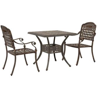 vidaXL Vidaxl Set De Bistro De Jard&iacute;n 3 Piezas De Aluminio Fundido Bronce