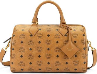 MCM Medium Ella Boston Bag in Visetos in Cognac at Nordstrom