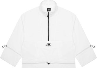 New Balance (WMNS) New Balance Logo Printing Half Zipper Sports Woven Stand Collar White Jacket AWJ13321-IV