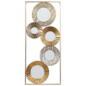 Beliani Beliani - Decoraci&oacute;n De Pared De Metal Vidrio Dorado 39 X 90 Cm A Mano Espejos Maicoba